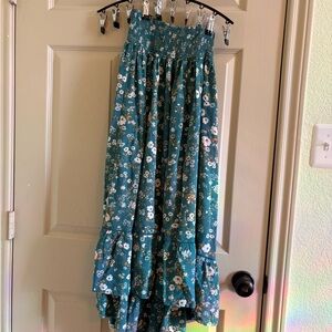 Patrons of Peace Teal Floral Maxi Skirt